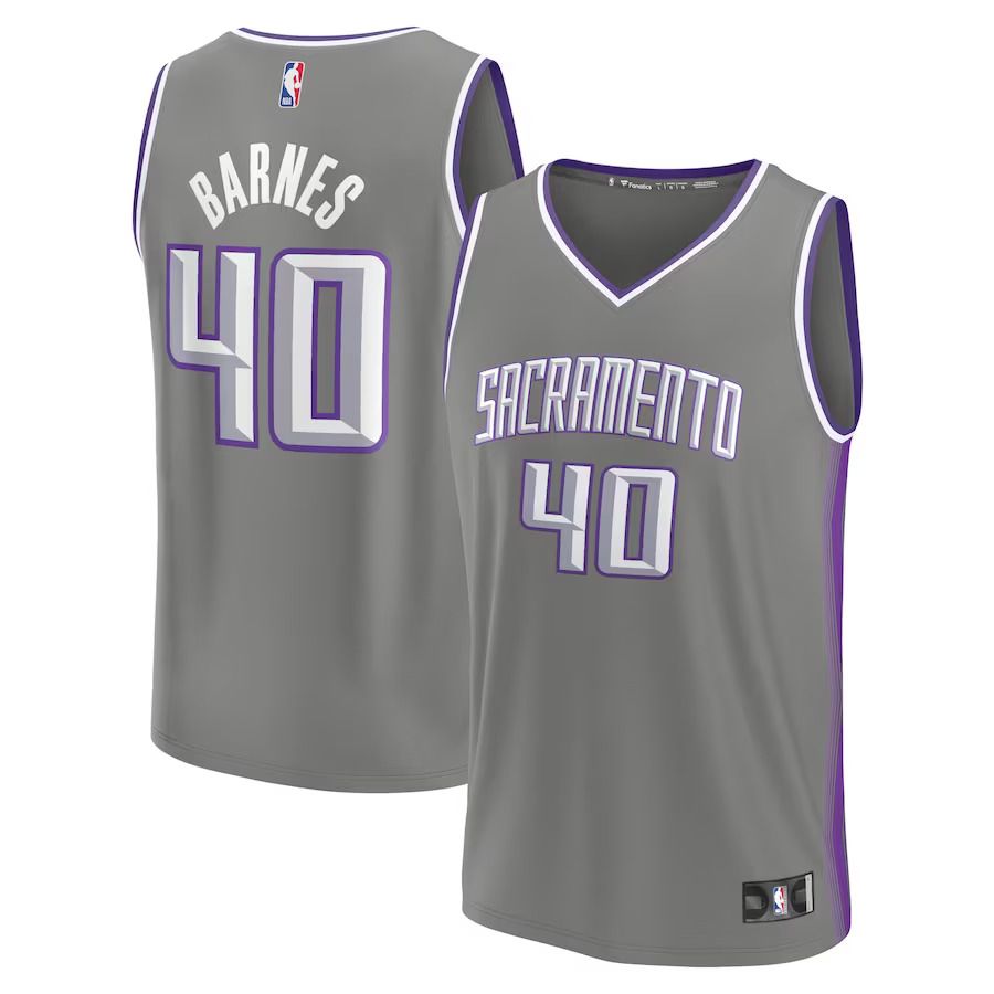 Men Sacramento Kings 40 Harrison Barnes Fanatics Branded Gray City Edition 2022-23 Fastbreak NBA Jersey